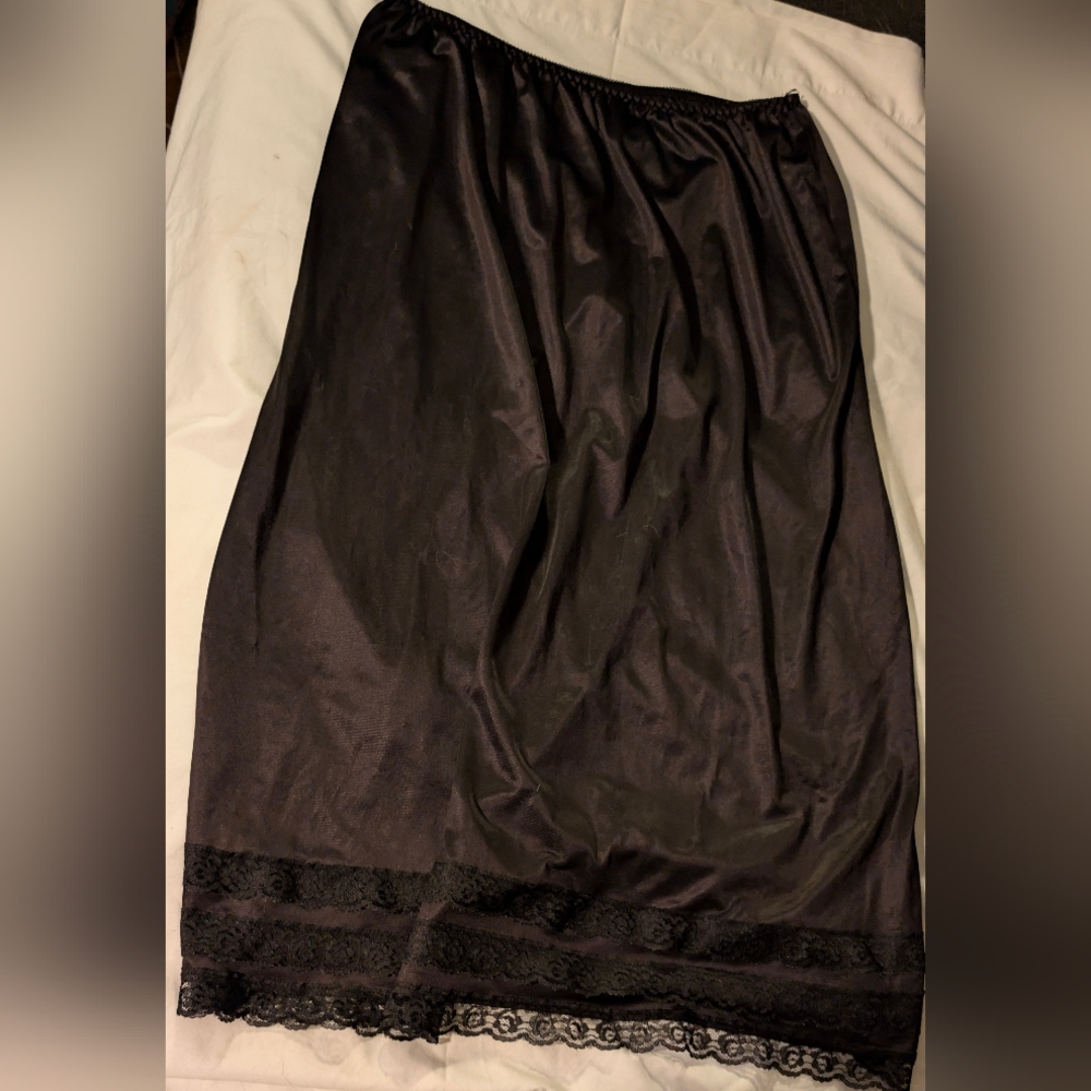 Vintage Black Satin Slip